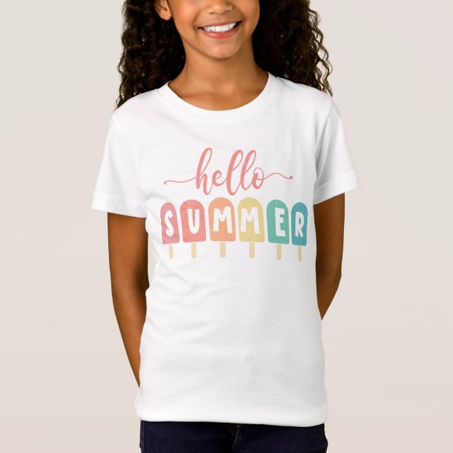 "Hello Summer" Pastel Vacation Geschenk T-Shirt (Vorderseite)