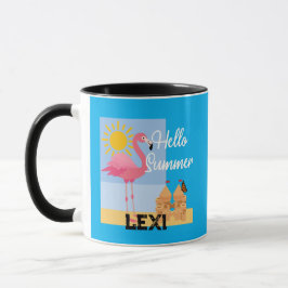 Hello Summer Pink Flamingo Design - Combo Tasse