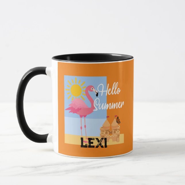 Hello Summer Pink Flamingo Design - Combo Tasse (Links)