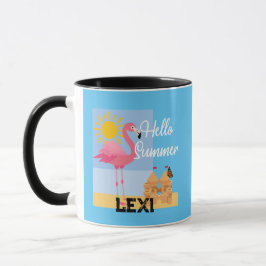 Hello Summer Pink Flamingo Design - Combo Tasse