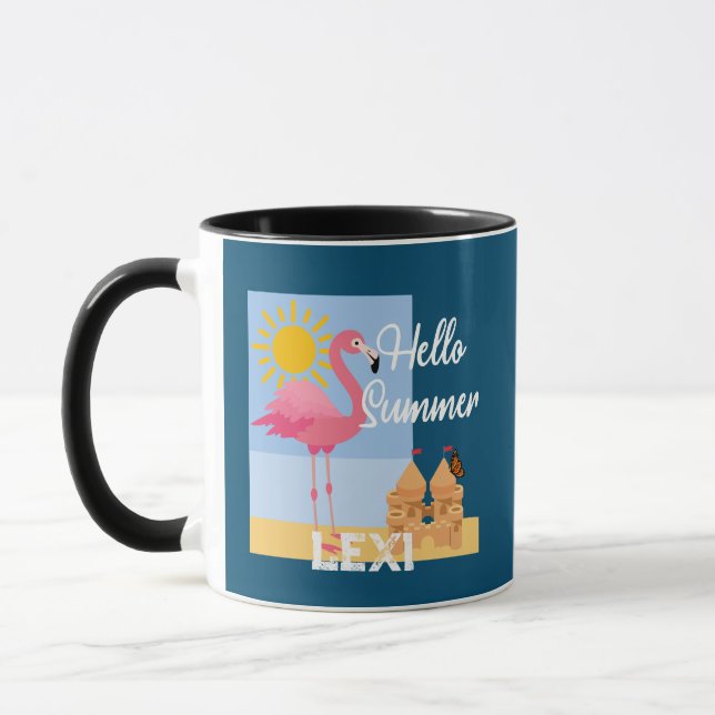 Hello Summer Pink Flamingo Design - Combo Tasse (Links)