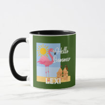 Hello Summer Pink Flamingo Design - Combo Tasse