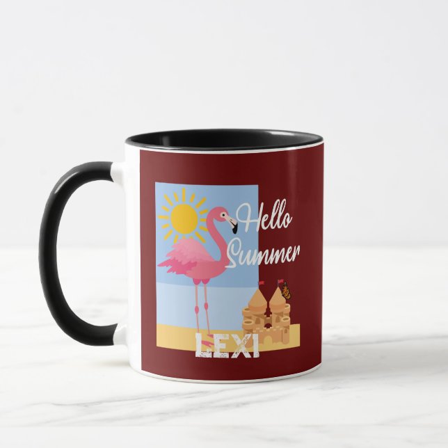 Hello Summer Pink Flamingo Design - Combo Tasse (Links)