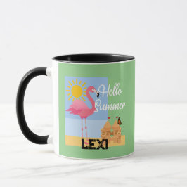 Hello Summer Pink Flamingo Design - Combo Tasse