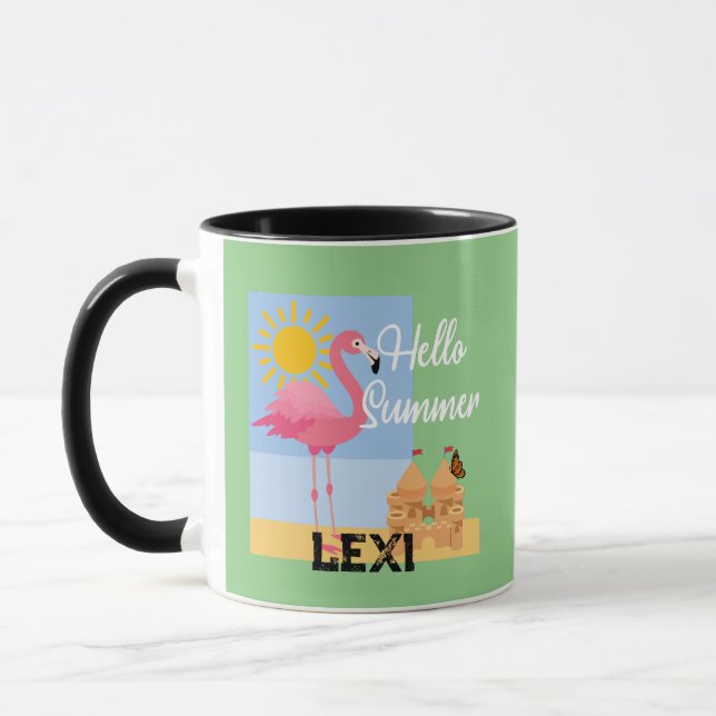 Hello Summer Pink Flamingo Design - Combo Tasse (Links)