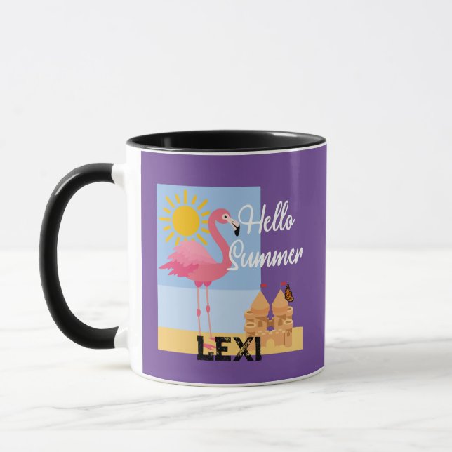 Hello Summer Pink Flamingo Design - Combo Tasse (Links)