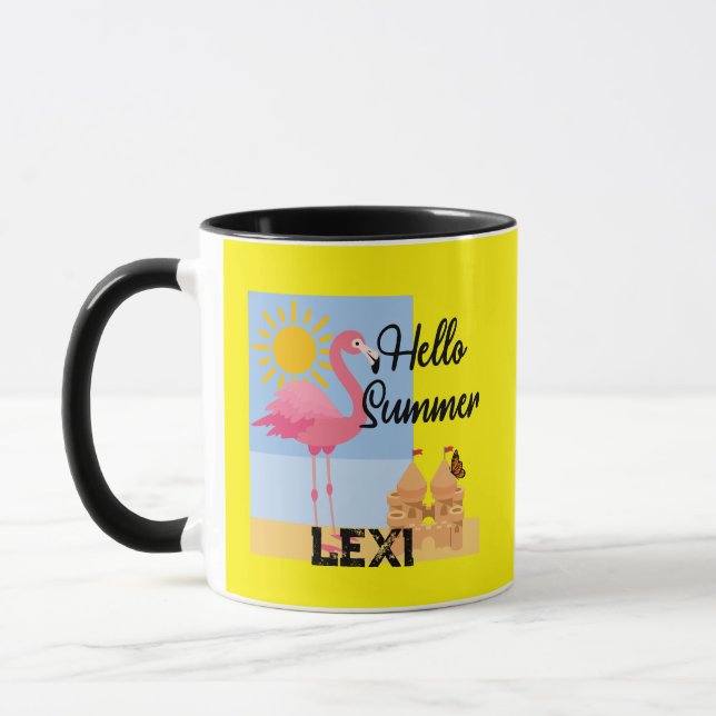 Hello Summer Pink Flamingo Design - Combo Tasse (Links)