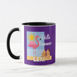 Hello Summer Pink Flamingo Design - Combo Tasse