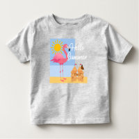 Hello Summer Pink Flamingo Design - Kleinkind Fine