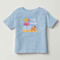 Hello Summer Pink Flamingo Design - Kleinkind Fine