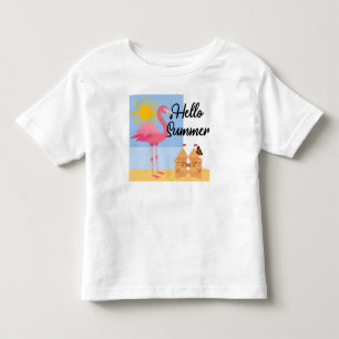 Hello Summer Pink Flamingo Design - Kleinkind Fine T-shirt