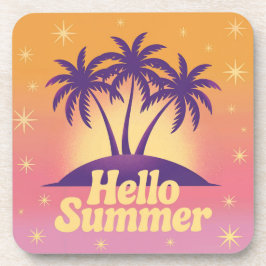 Hello Summer Pink Plastic Cork Untersetzer Set