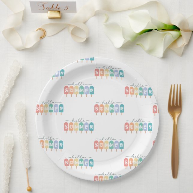 Hello Summer Popsiful Colorful Pappteller (Hochzeit)