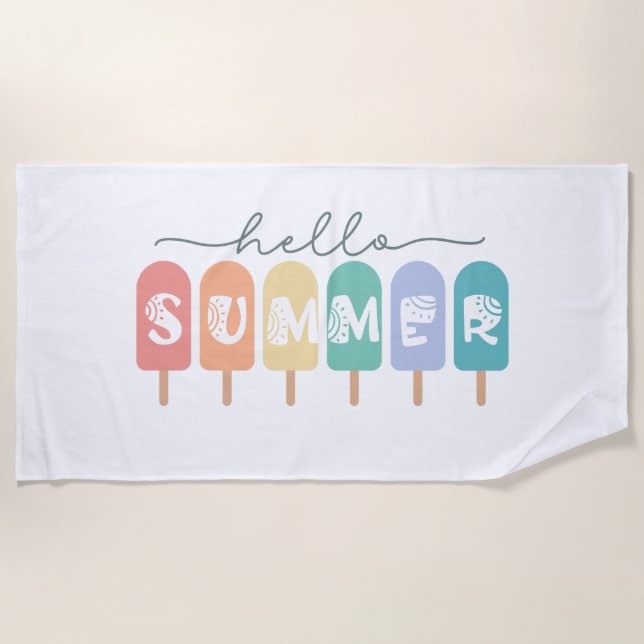 Hello Summer Popsiful Colorful Strandtuch (Vorderseite)
