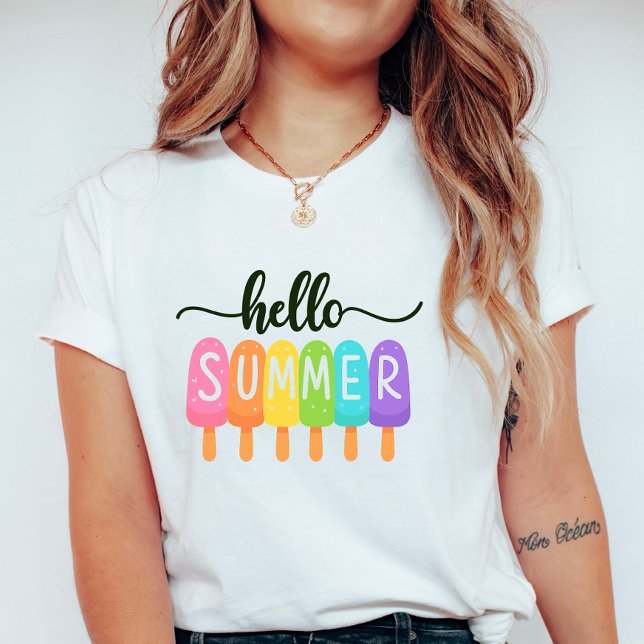 Hello Summer Rainbow ; Fun Colorful Vacation T-Shirt (Von Creator hochgeladen)