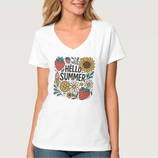 Hello summer retro png T-Shirt