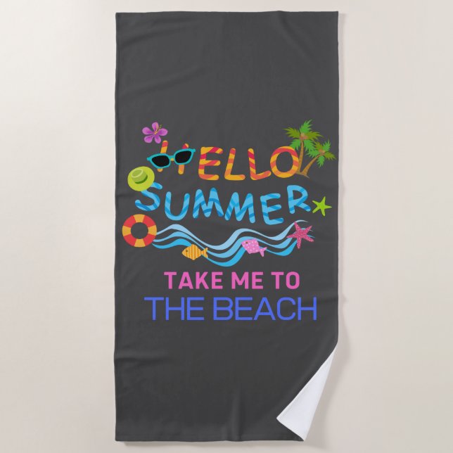 Hello Summer Sea Beach Party Strandtuch (Vorderseite)