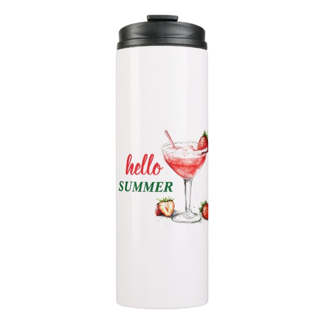 Hello Summer | Strawberry Cocktail Thermal Tumbler Thermosbecher (Vorderseite)
