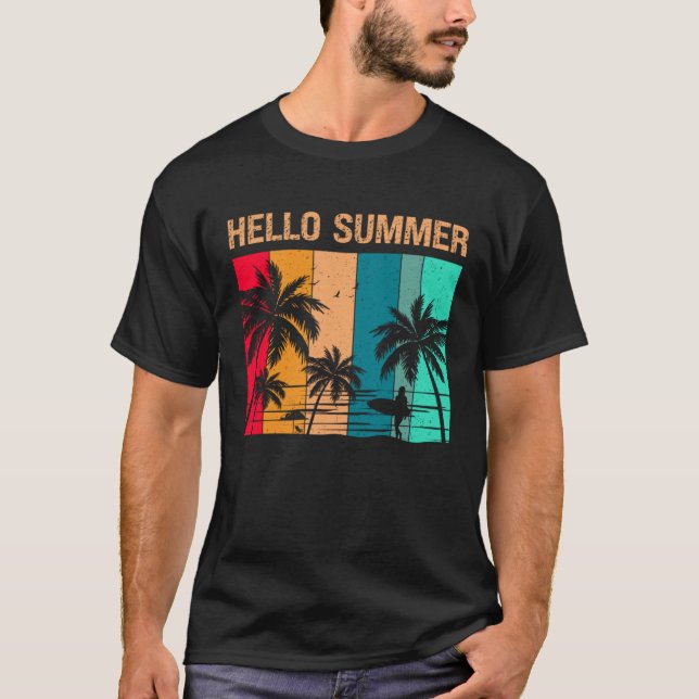 Hello Summer  Sun Sea and Sand  Summer Surfing Vac T-Shirt (Vorderseite)