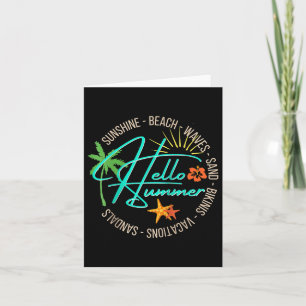 Hello Summer Tropical Beach Vacation Palm Tree T-S Karte