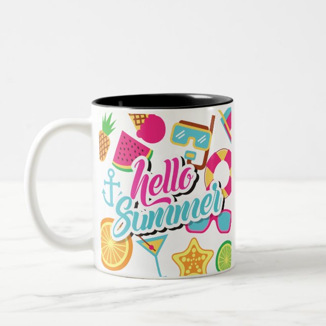 Hello Summer Two-Tone Coffee Tasse (Links)