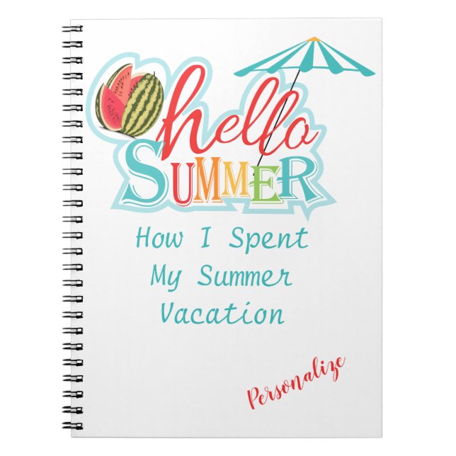 Hello Summer Vacacation Personalize Notebook Journ Notizblock (Vorderseite)
