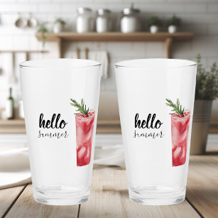 Hello Summer Watercolor Red Cherry Cocktail Glas