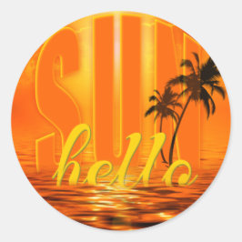 Hello Sun Travel Runder Aufkleber