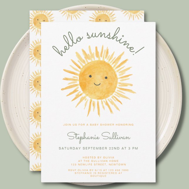 Hello Sunshine Baby Shower  Einladung (Von Creator hochgeladen)