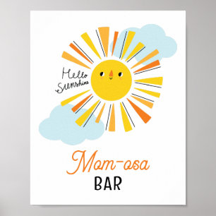 Hello Sunshine Baby Shower Mama-osa Bar Poster
