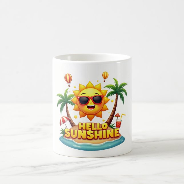 Hello Sunshine Cartoon Tropical Tasse (Mittel)