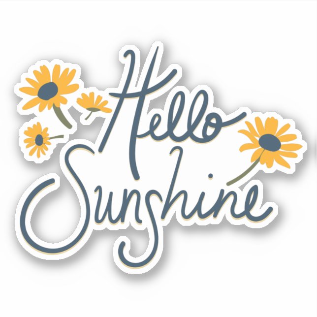 Hello Sunshine Daisy Blume Motif Aufkleber (Vorderseite)
