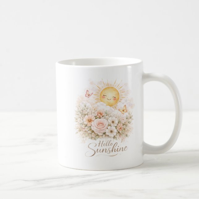 Hello Sunshine Design – Cute Sun and Floral  Kaffeetasse (Rechts)