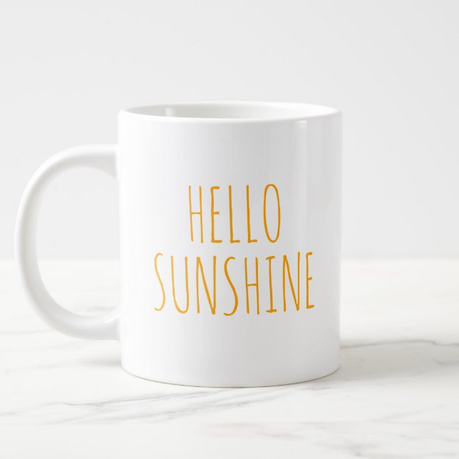 "Hello Sunshine" Einfaches modernes Bauernhaus Jumbo-Tasse (Links)
