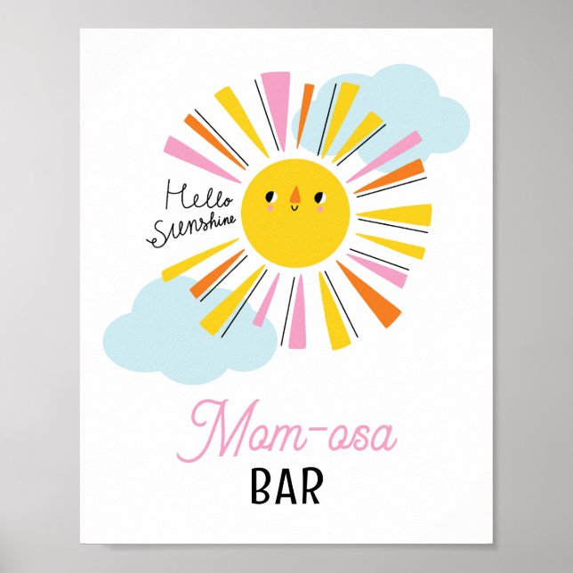 Hello Sunshine Girl Baby Shower Mama osa Bar Poste Poster (Vorne)