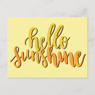 Hello Sunshine Hand Lettered Postcard Postkarte