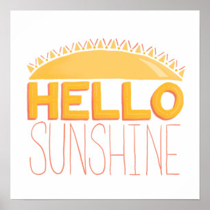 Hello Sunshine Hand Letting Poster