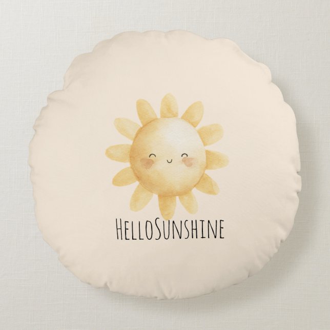 Hello Sunshine Happy Sun   Rundes Kissen (Vorderseite)