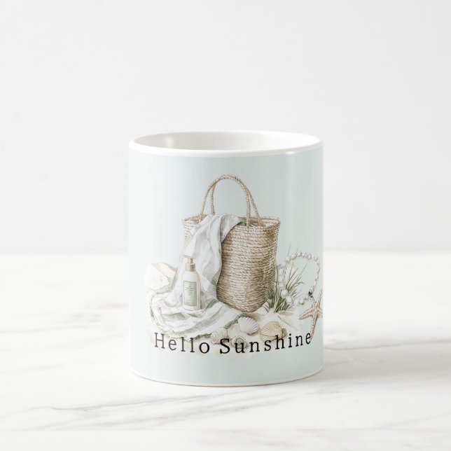 Hello Sunshine Mint Beach Shells Starfish Bag Kaffeetasse (Mittel)