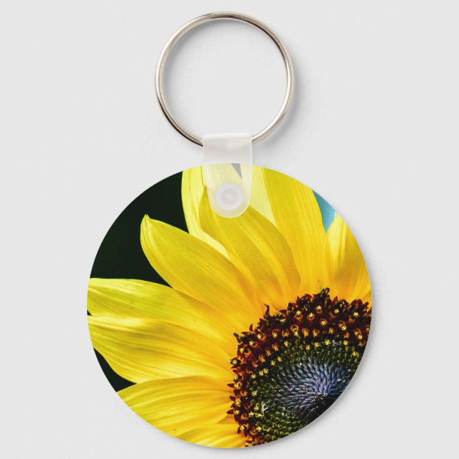 Hello Sunshine Sunflower Button Schlüsselanhänger (Vorderseite)
