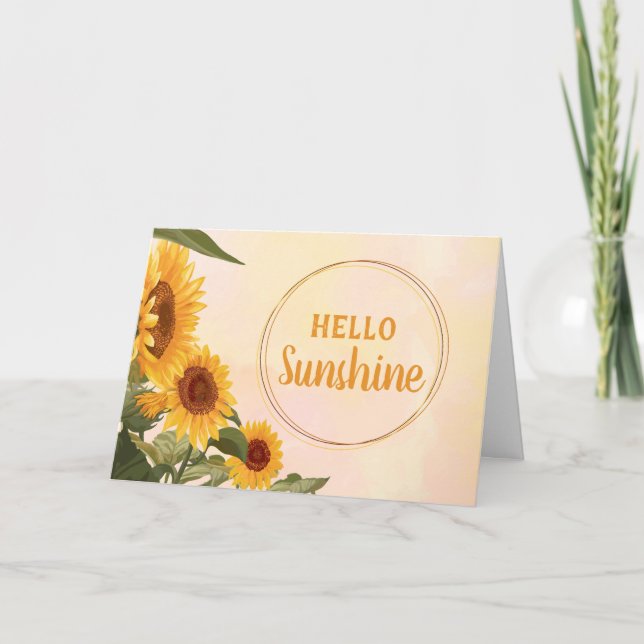Hello Sunshine Watercolor Sunflower Notecards Dankeskarte (Vorderseite)