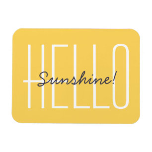 Hello Sunshine Yellow Typografy Zitat Magnet