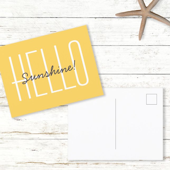 Hello Sunshine Yellow Typografy Zitat Postkarte (Hello Sunshine Yellow Typography Quote Postcard)