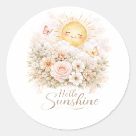 Hello Sunshiny – Cute Positive Sunshine Quote  Runder Aufkleber