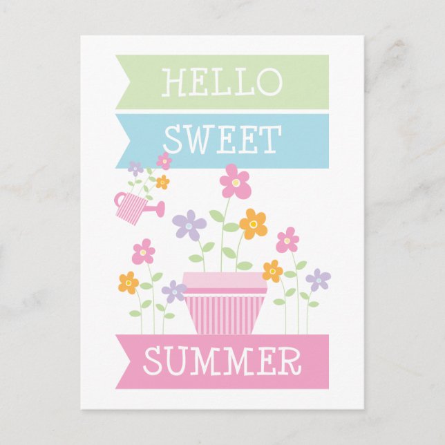 Hello Sweet Summer Niedliche Blume Postkarte (Vorderseite)