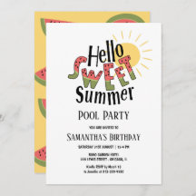 Hello Sweet Summer Watermelon Pool Party Bday