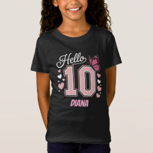 Hello Ten Double 10th Birthday Girl Personalisiert T-Shirt