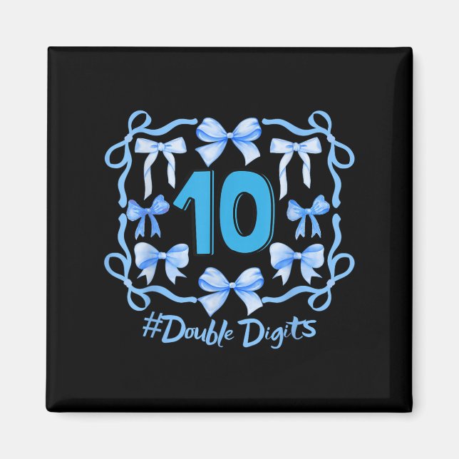 Hello Ten Double Digits Niedlich Coquette Bow 10.  Magnet (Vorne)