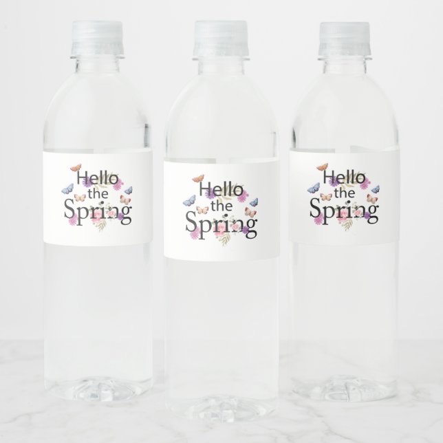 Hello The Spring Blume Wasserflaschenetikett (Flaschen)