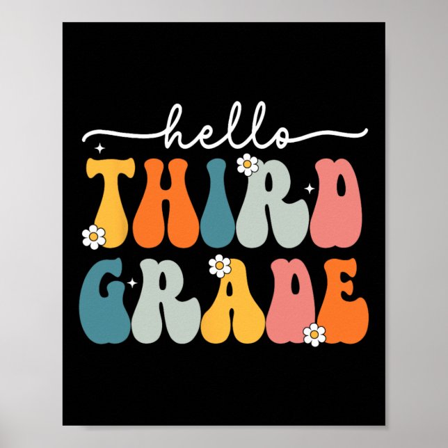 Hello Third Grade Byck To School 3rd Grade Teacher Poster (Vorne)